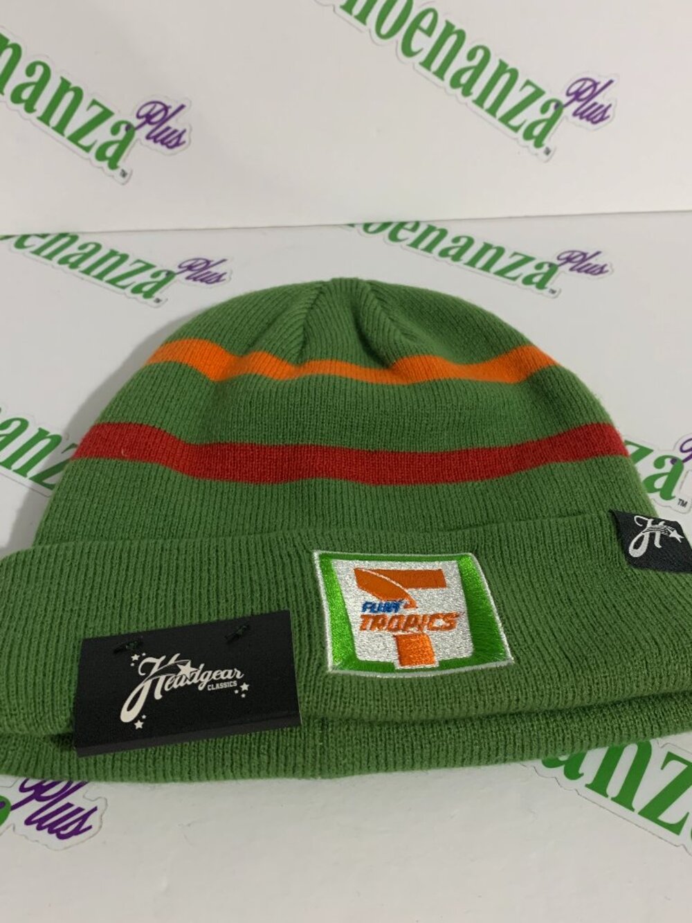 Headgear Classics Beanie Hat Flint Michigan Tropics Semi-Pro 7-Eleven Cap Green